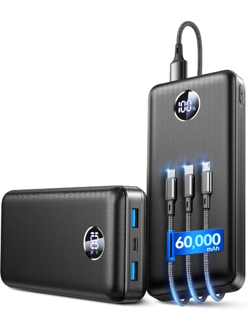 60000mAh Fast Charge Portable Power Bank for 5 Devices - High Capacity Charger